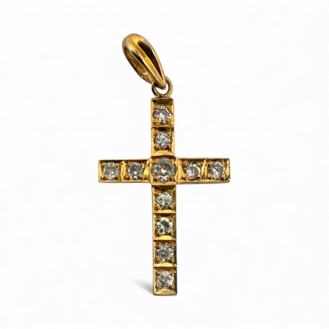 Diamant-Kreuz-Anhänger 18K Gelbgold (Zeitgenössisch) im Angebot