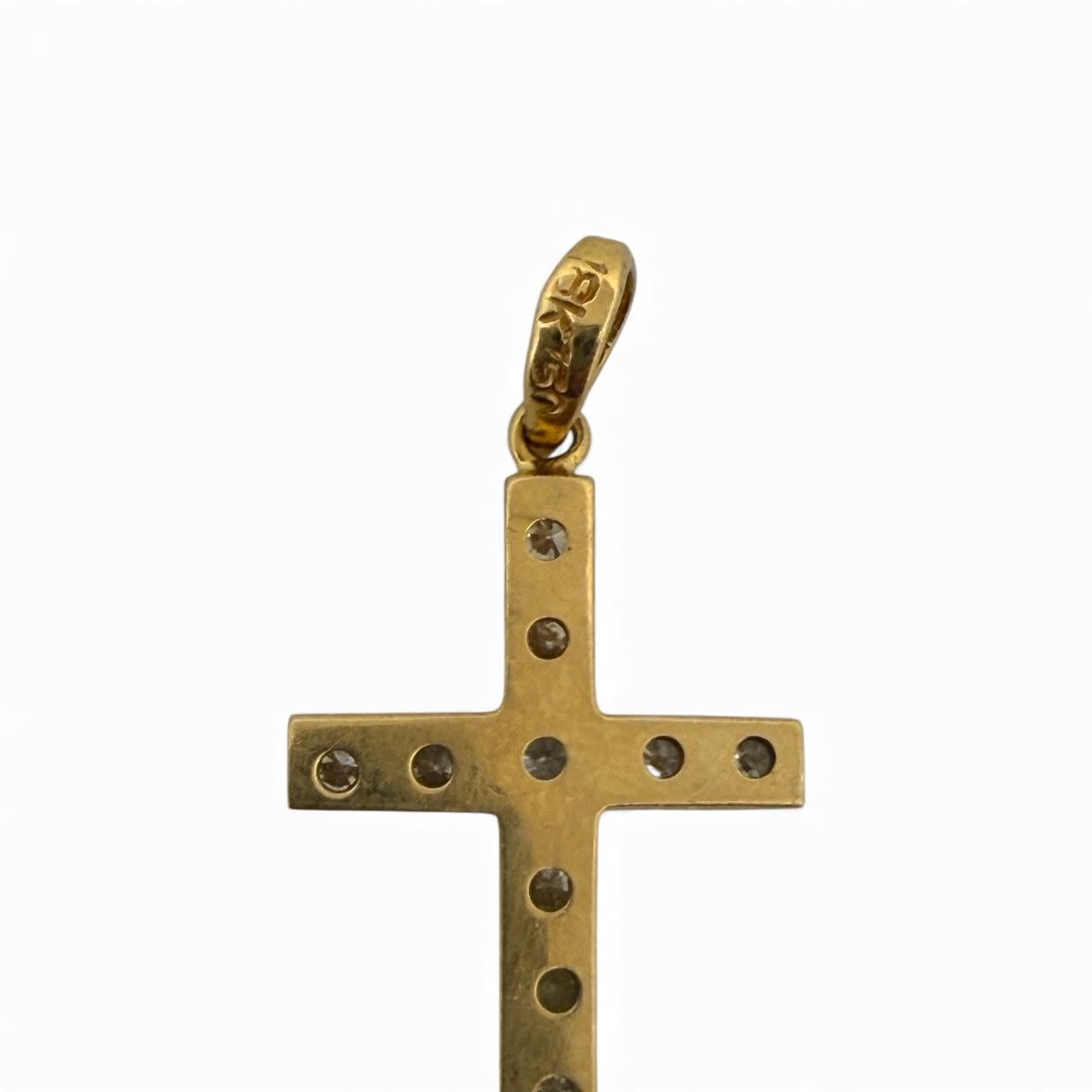 Diamant-Kreuz-Anhänger 18K Gelbgold Damen im Angebot
