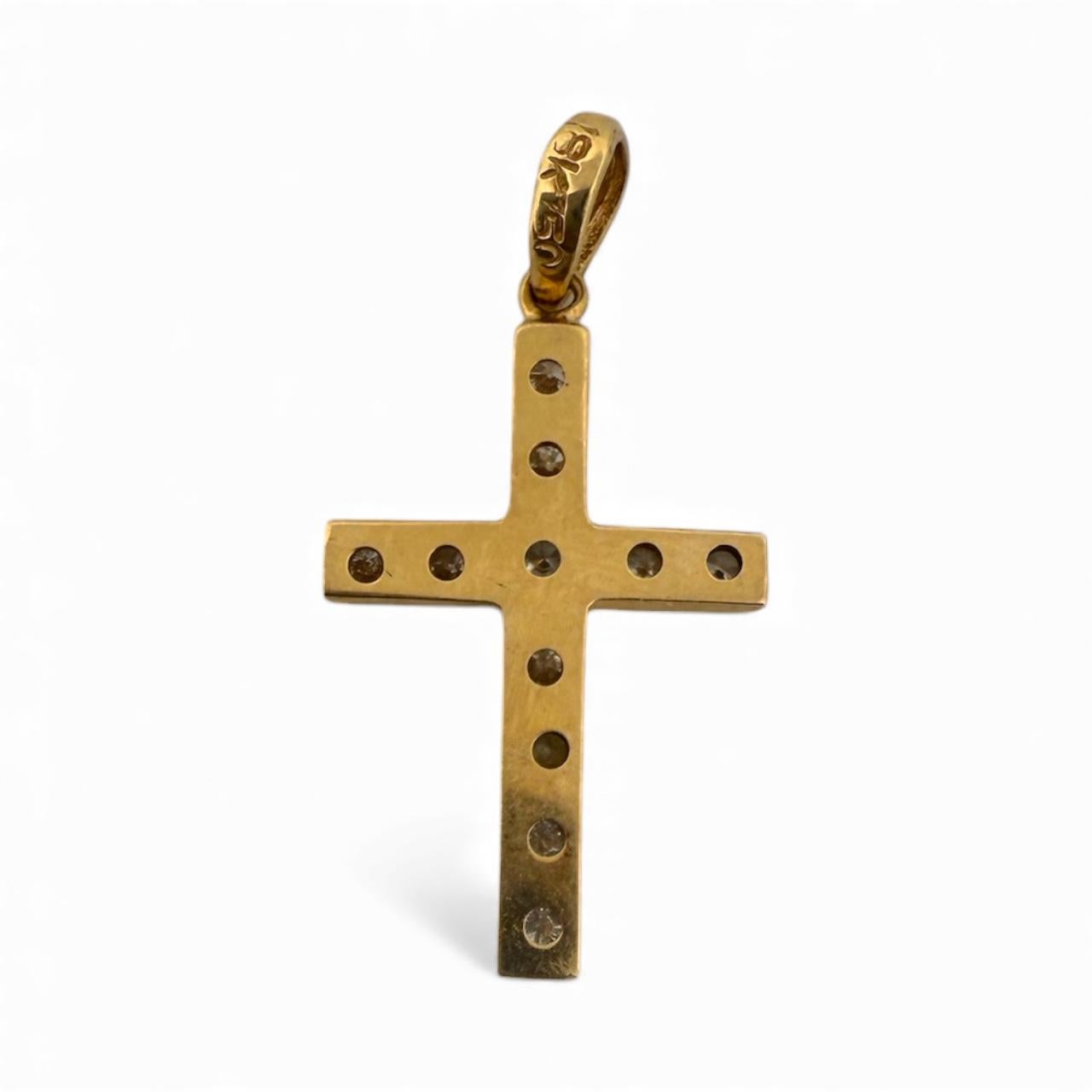 Diamant-Kreuz-Anhänger 18K Gelbgold im Angebot 1