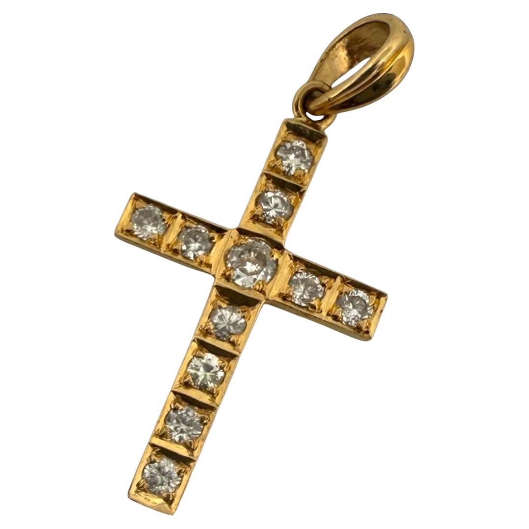Diamond Cross Pendant 18K Yellow Gold