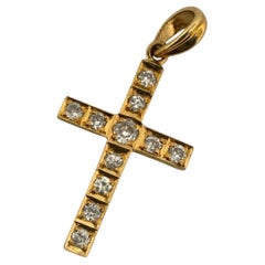 Diamond Cross Pendant 18K Yellow Gold