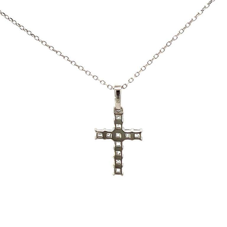 Diamond Cross Pendant .37ct 18k White Gold  In New Condition For Sale In New York, NY