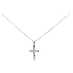 Pendentif croix en diamant .37ct or blanc 18k 