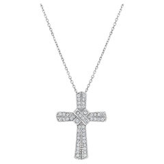 Diamond Cross Pendant .68cttw 14k White Gold