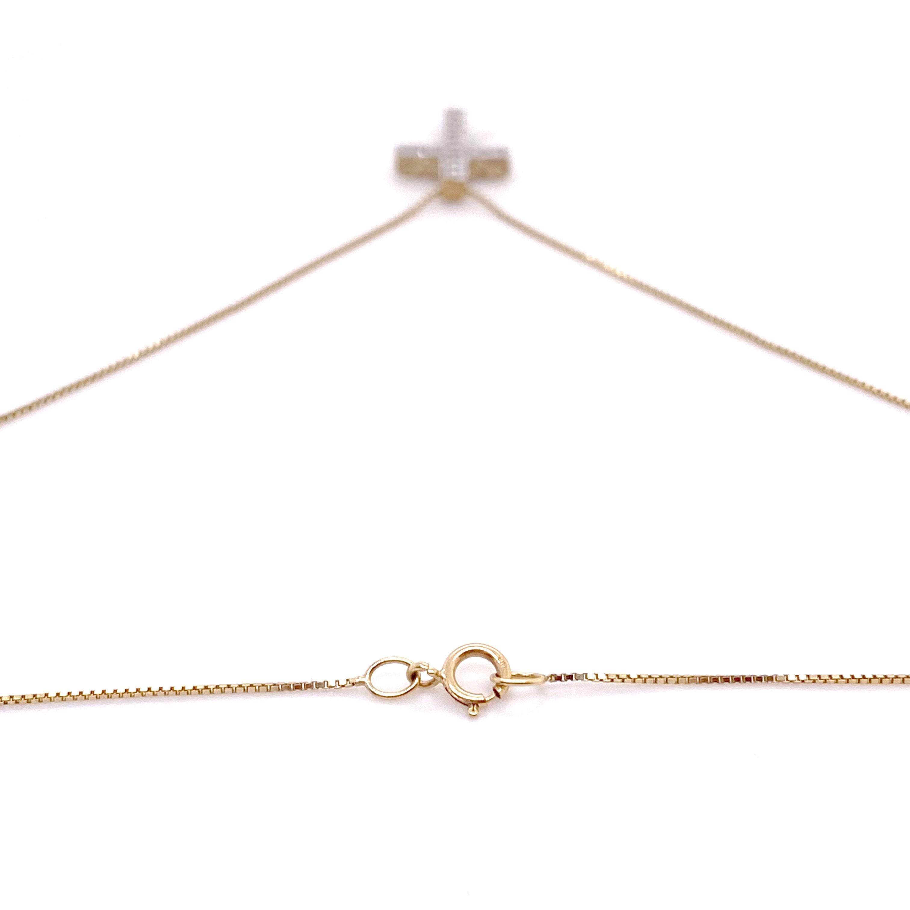 Diamant-Kreuz-Anhänger und Box-Kette, 16 Diamanten, einfache Diamant-Kreuz-Halskette im Zustand „Neu“ im Angebot in Austin, TX