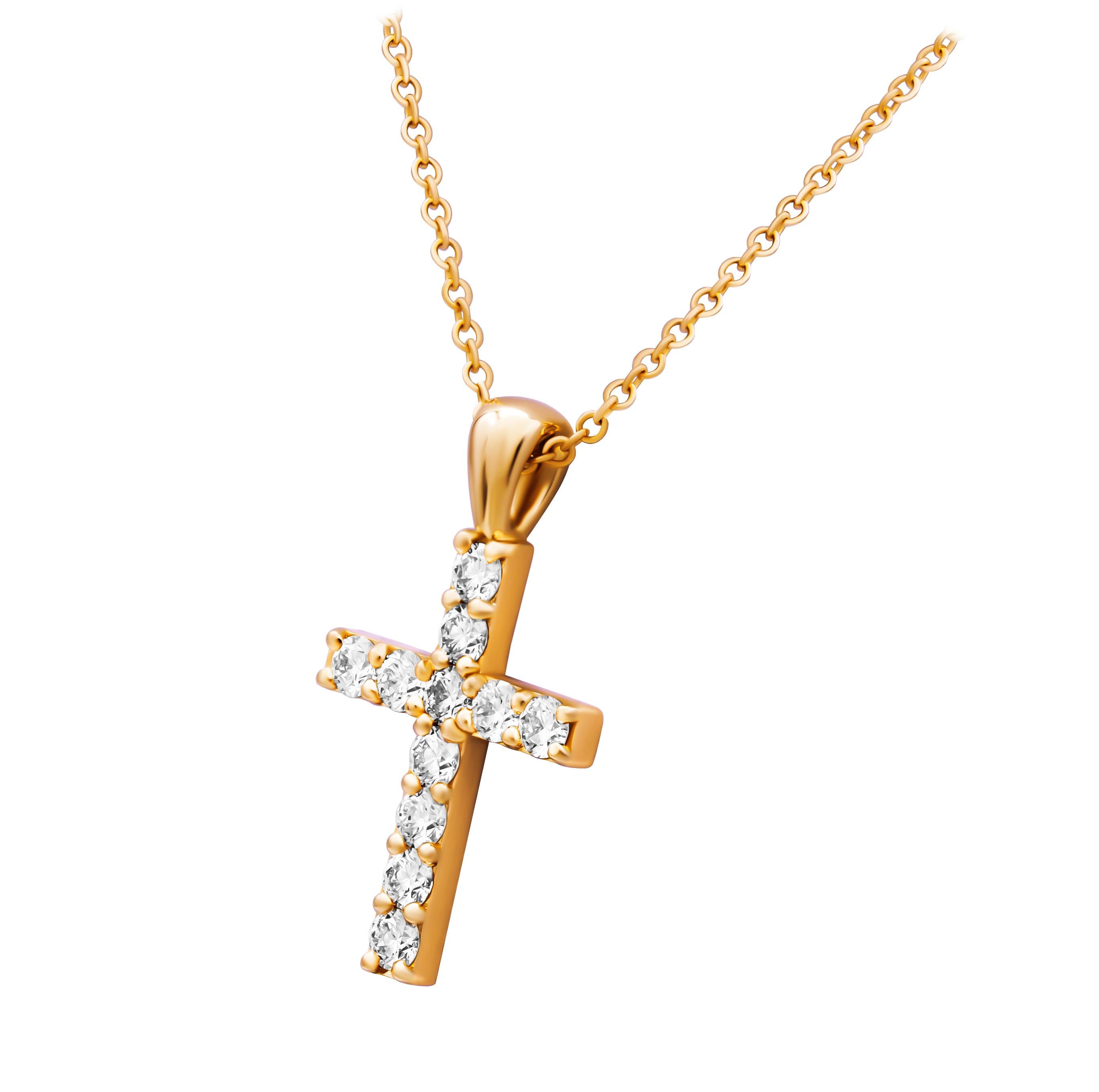 Pendentif croix en or jaune 14k avec diamants 
Poids total en carats : 0,36ct Couleur F/G et clarté VS


