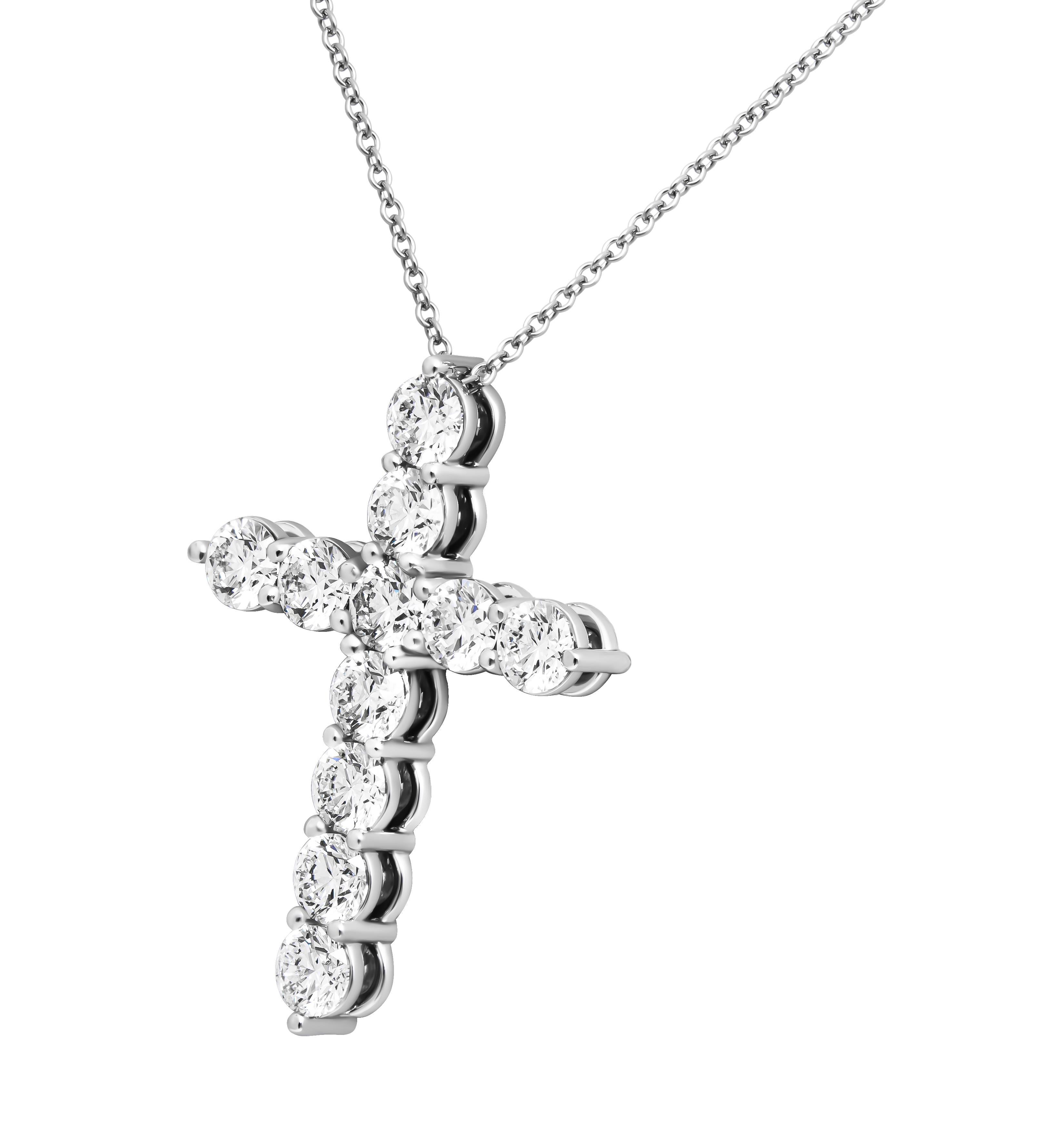 Diamond Cross Pendant 14K White Gold
11 diamonds totaling 2.53CT
on 16'' chain
cross is 30mm long