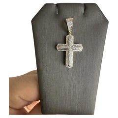 Colgante Cruz de Diamantes en Oro Amarillo de 10kt - 0.48ctw Diamantes Naturales, Nuevo