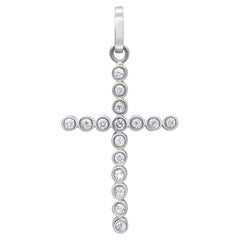 Diamond Cross Pendant in 14 Karat White Gold, with Approximatelty 4 Carats
