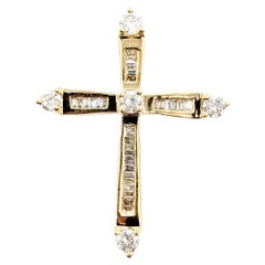 Diamond Cross Pendant in 14k Yellow Gold