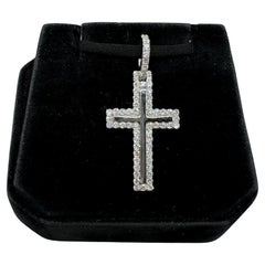 Diamond Cross Pendant in 14kt White Gold – 1.20ctw, 4.73g, New