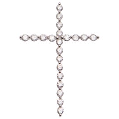 Diamond Cross Pendant in 18 Carat White Gold