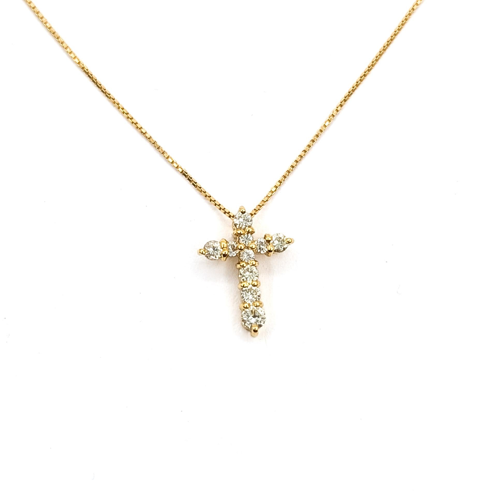 Diamond Cross Pendant In 18k Yellow Gold - image 2