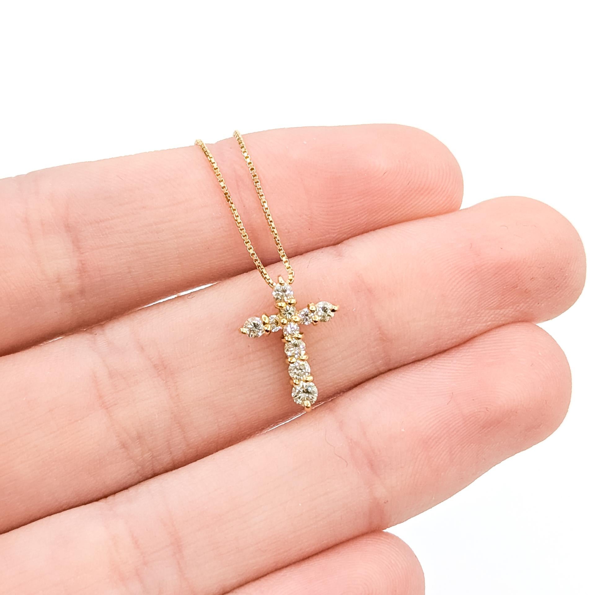 Diamond Cross Pendant In 18k Yellow Gold - image 3
