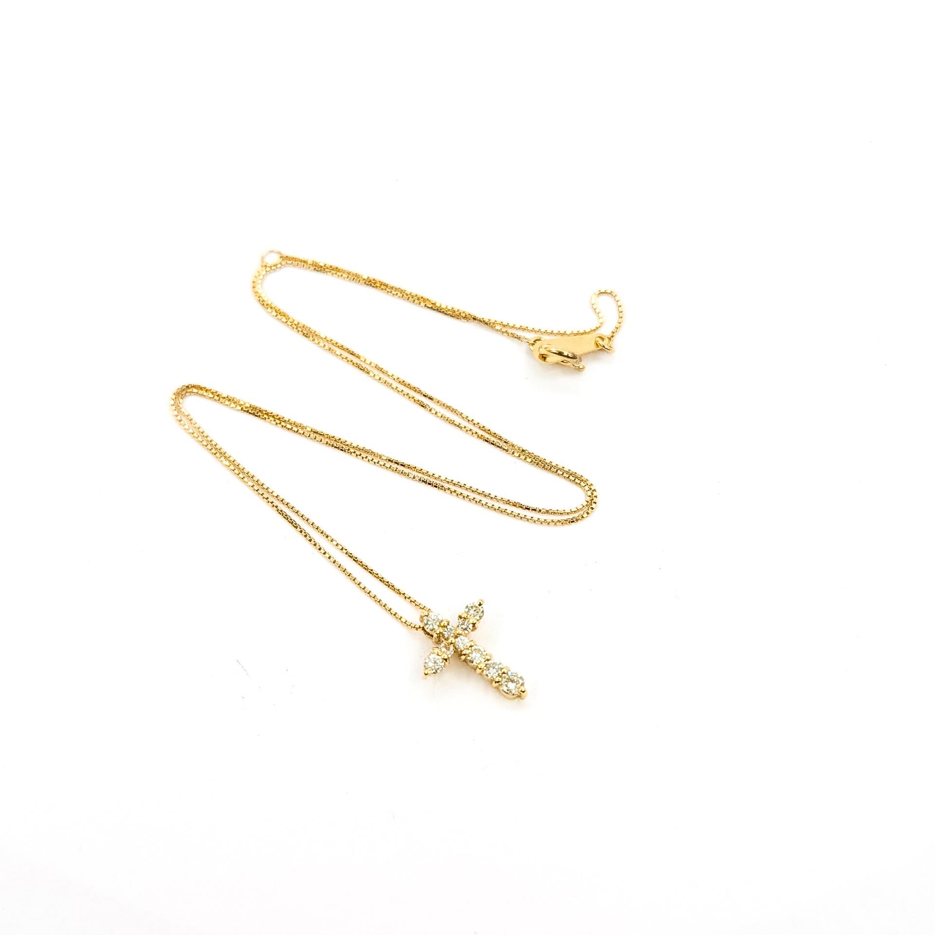 Diamond Cross Pendant In 18k Yellow Gold - image 4