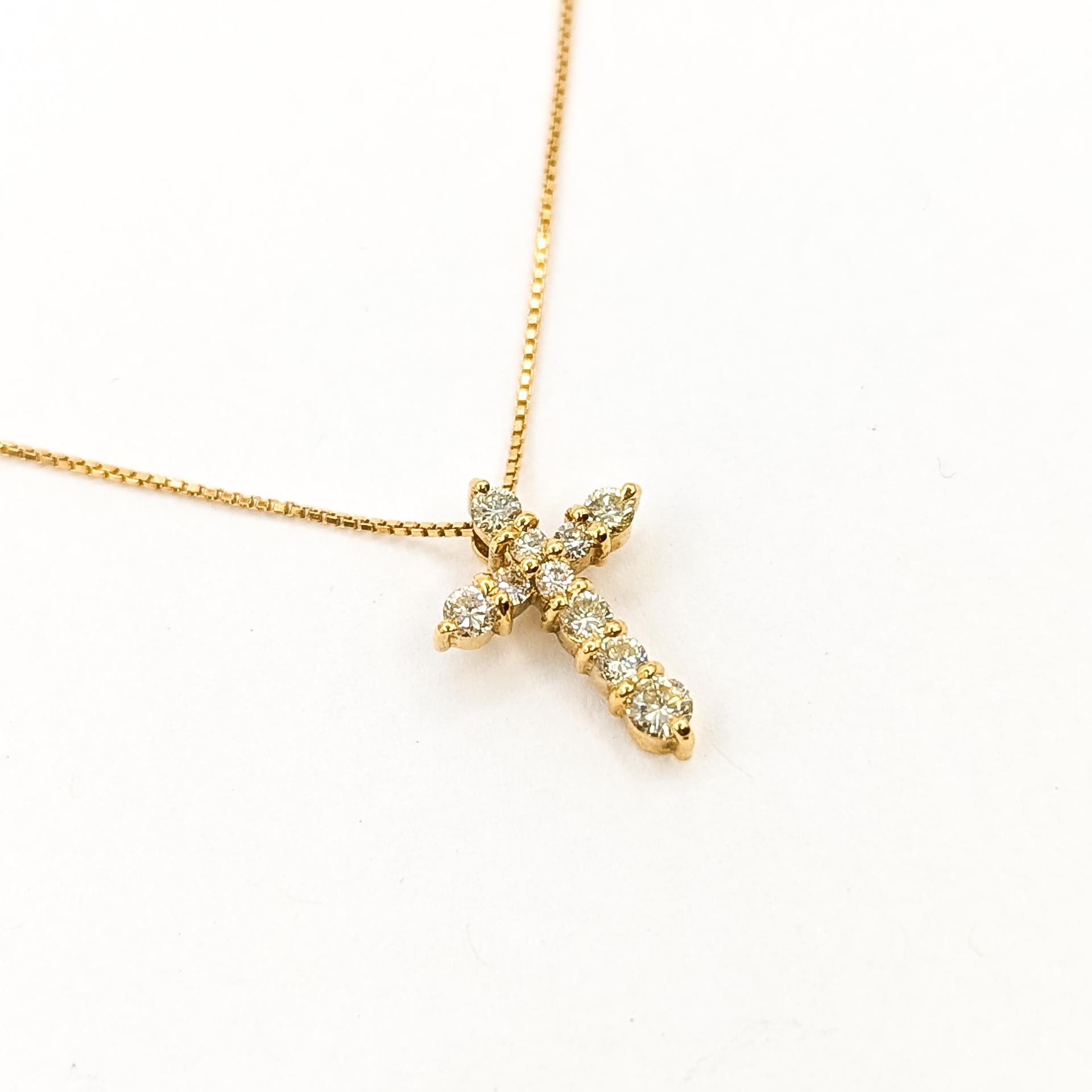 Diamond Cross Pendant In 18k Yellow Gold - image 6