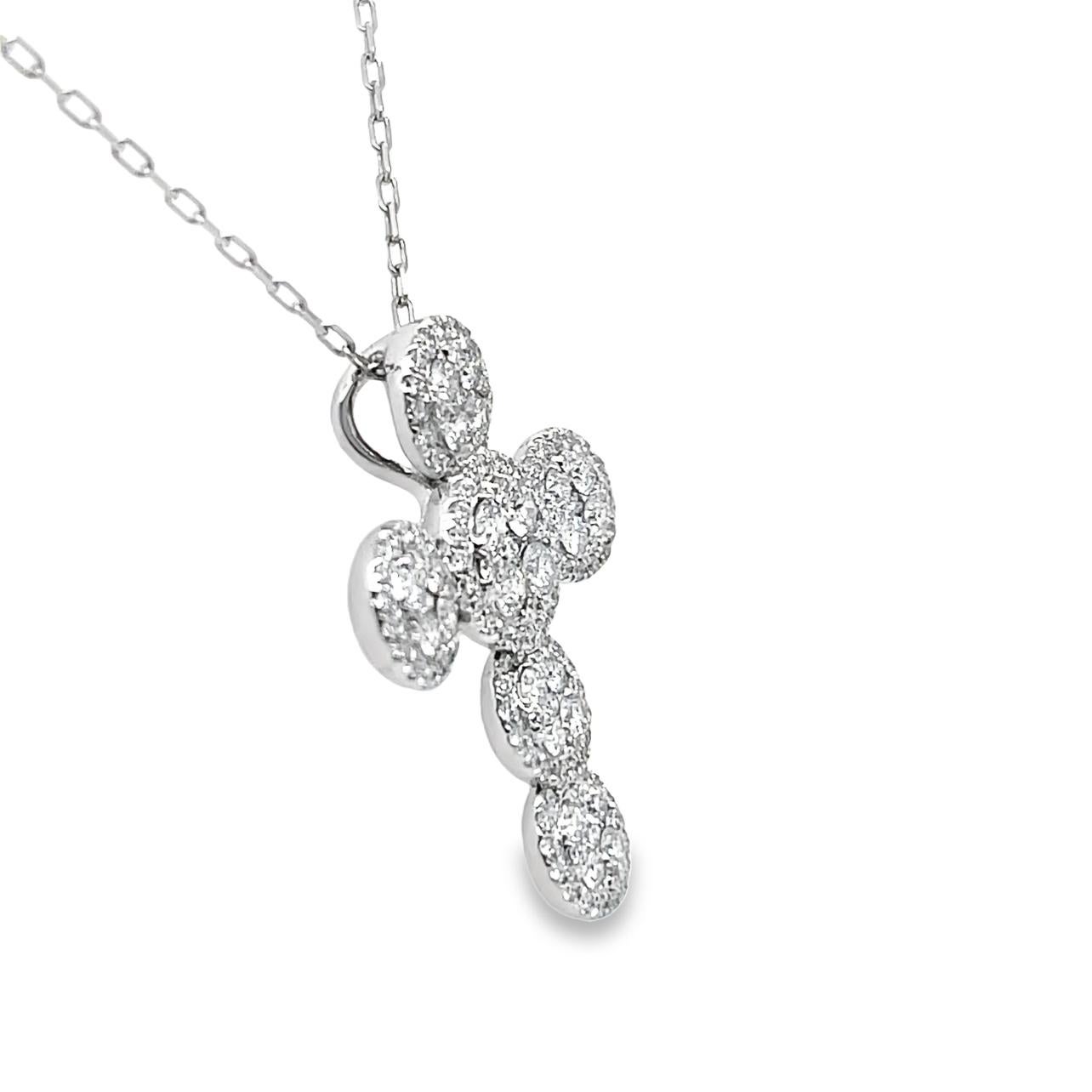 Women's Diamond Cross Pendant in 18KW Gold For Sale