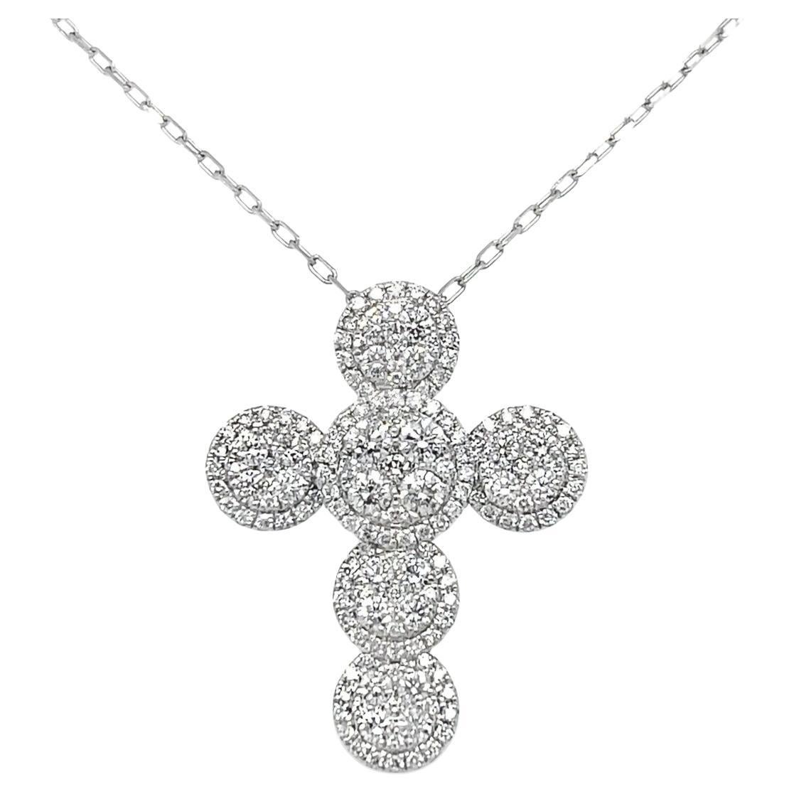 Diamond Cross Pendant in 18KW Gold