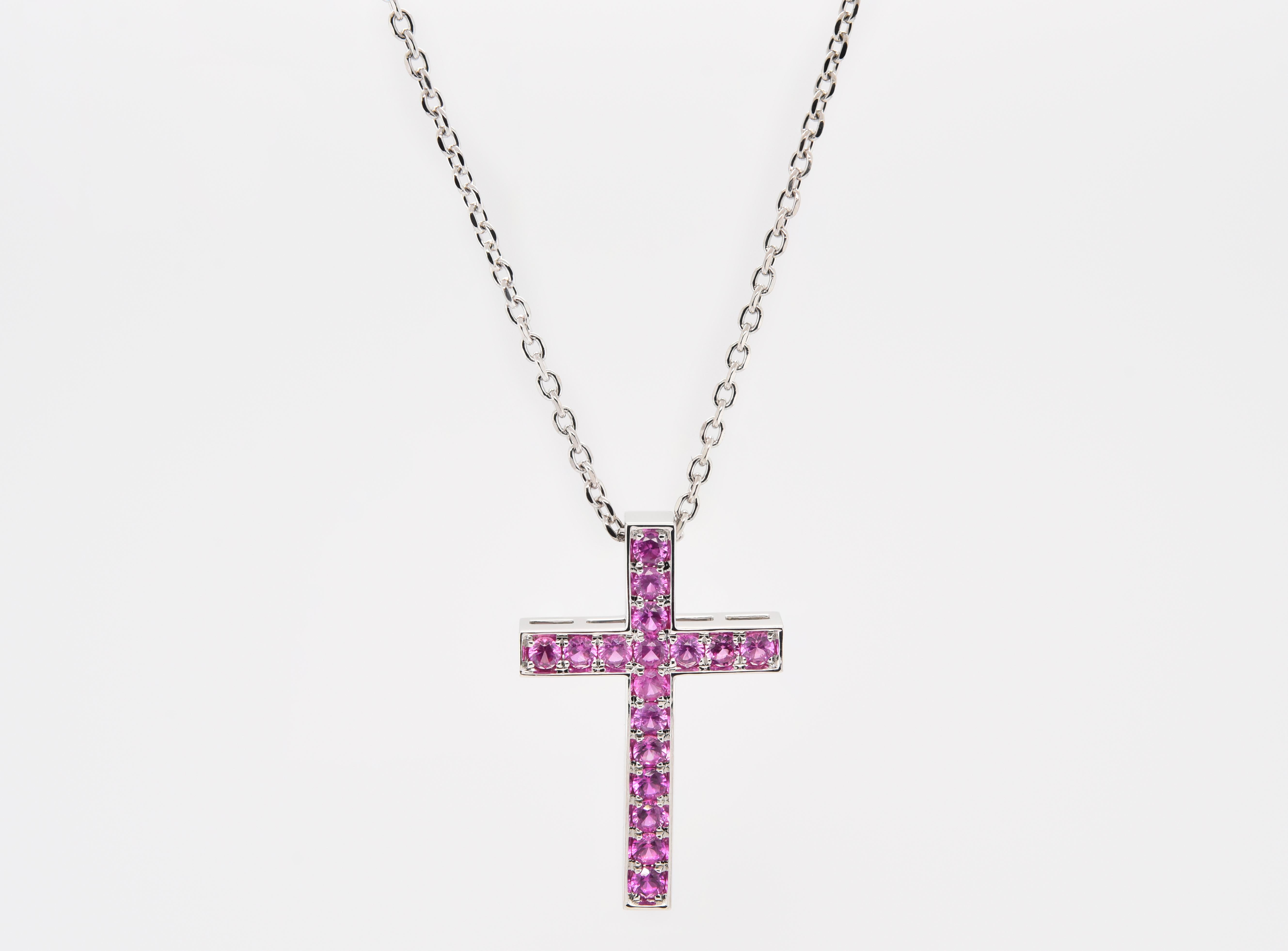 Artist Diamond Cross Pendant in Platinum For Sale