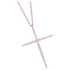Diamond Cross Pendant in Rose Gold