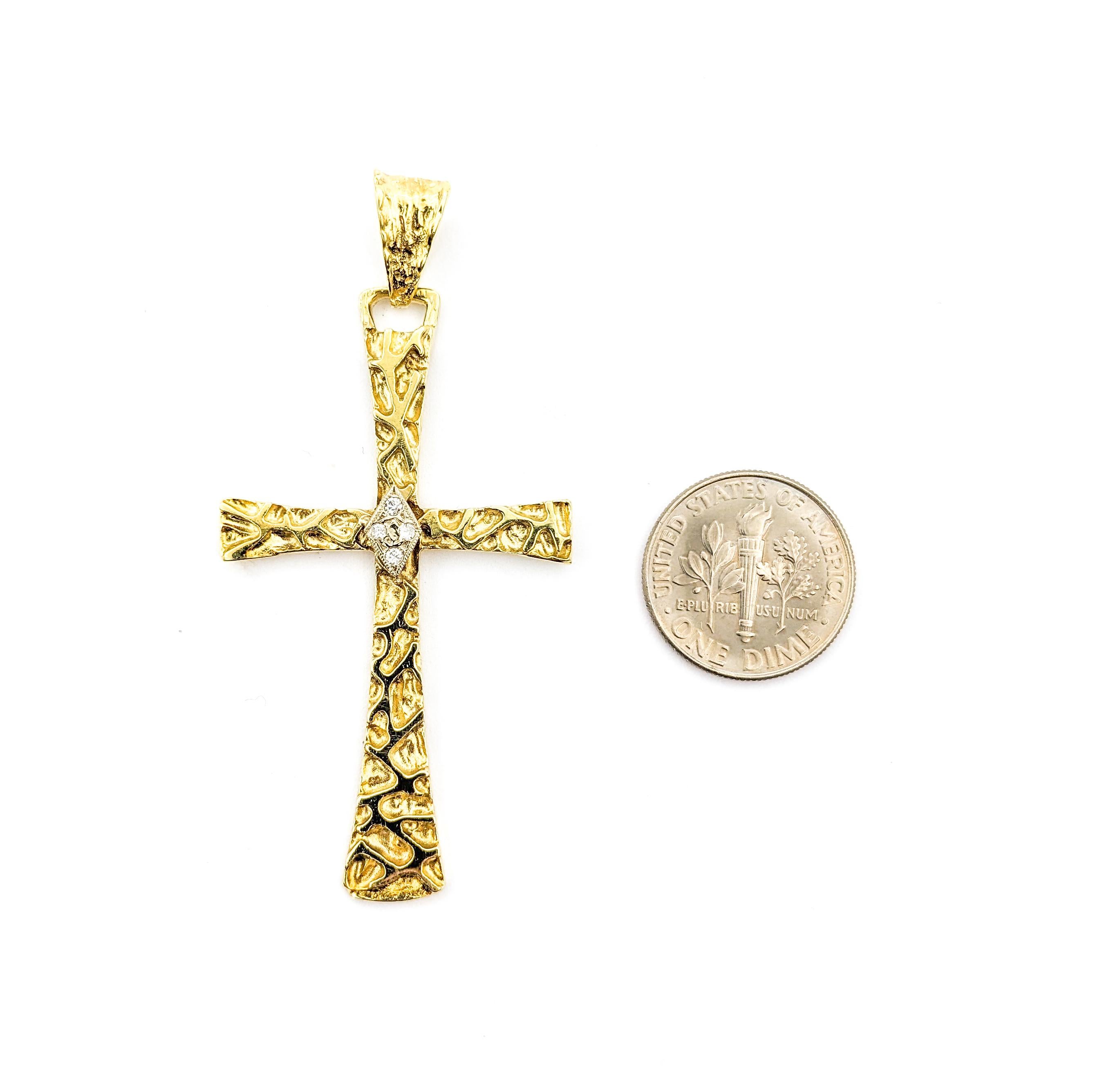 Women's Diamond Cross Pendant In Yellow Gold For Sale