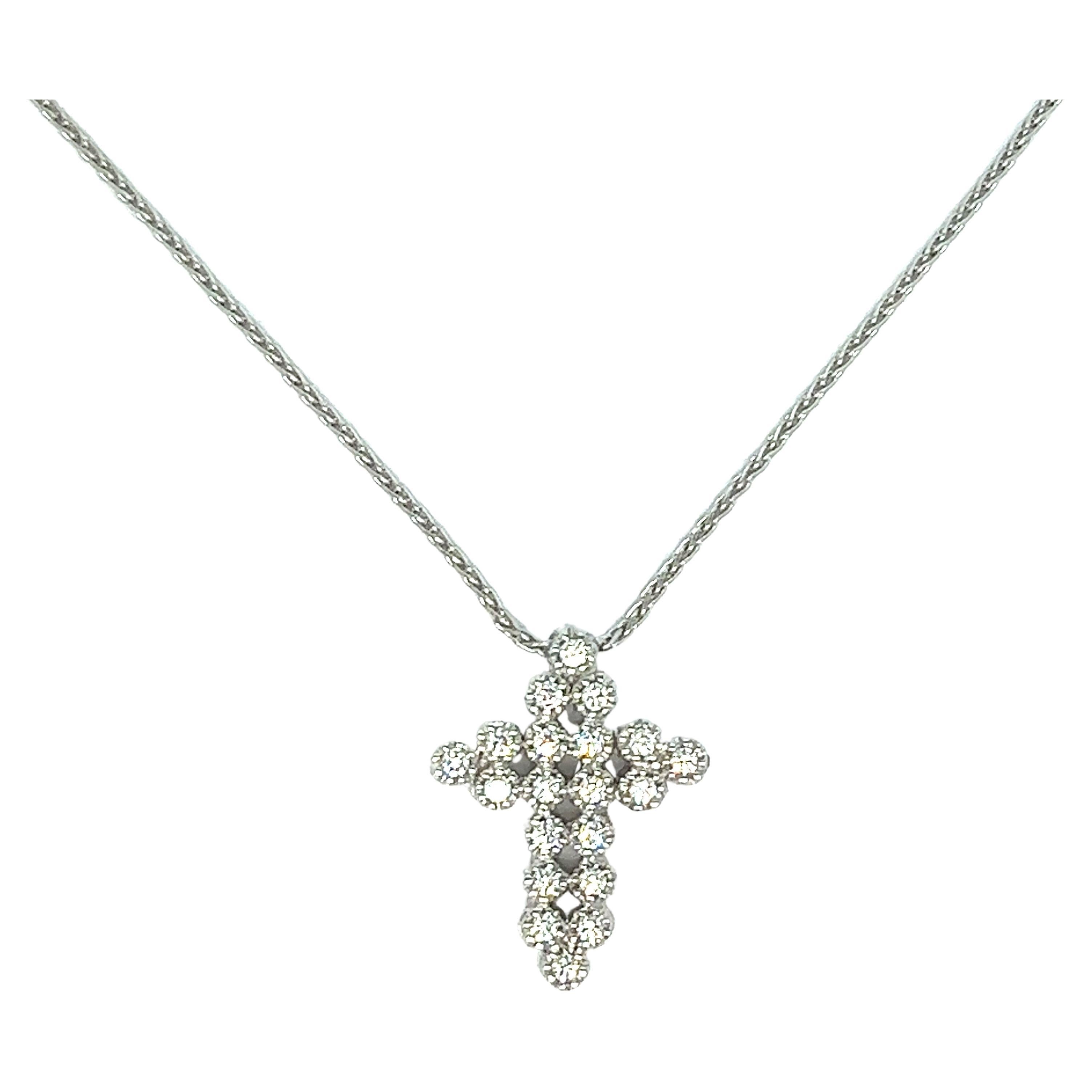 Women's Diamond Cross Pendant Necklace For Sale
