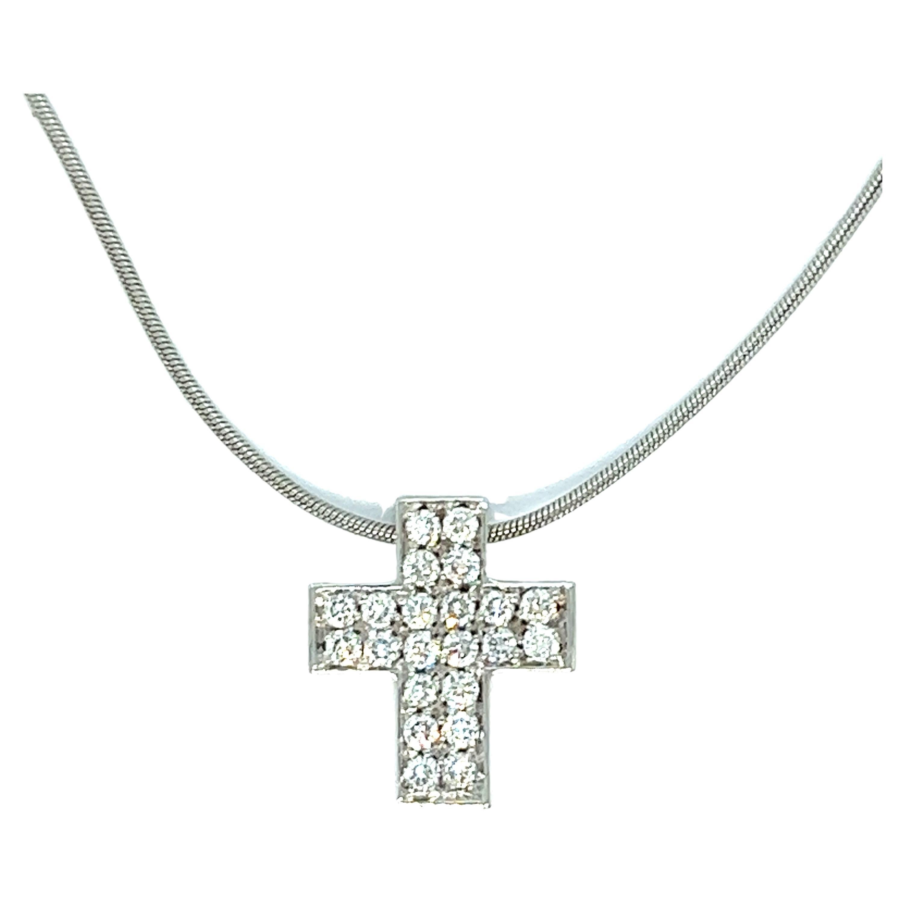 Diamond Cross Pendant Necklace For Sale