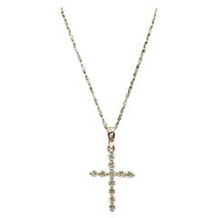 Diamond Cross Pendant Necklace in 10kt Yellow Gold – 0.25ctw, 18in, New
