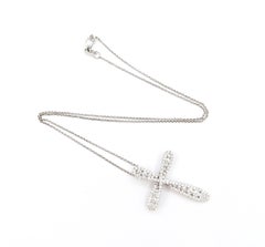 Diamond Cross Pendant Necklace in 14k White Gold