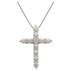 Diamond Cross Pendant Necklace in 14k White Gold