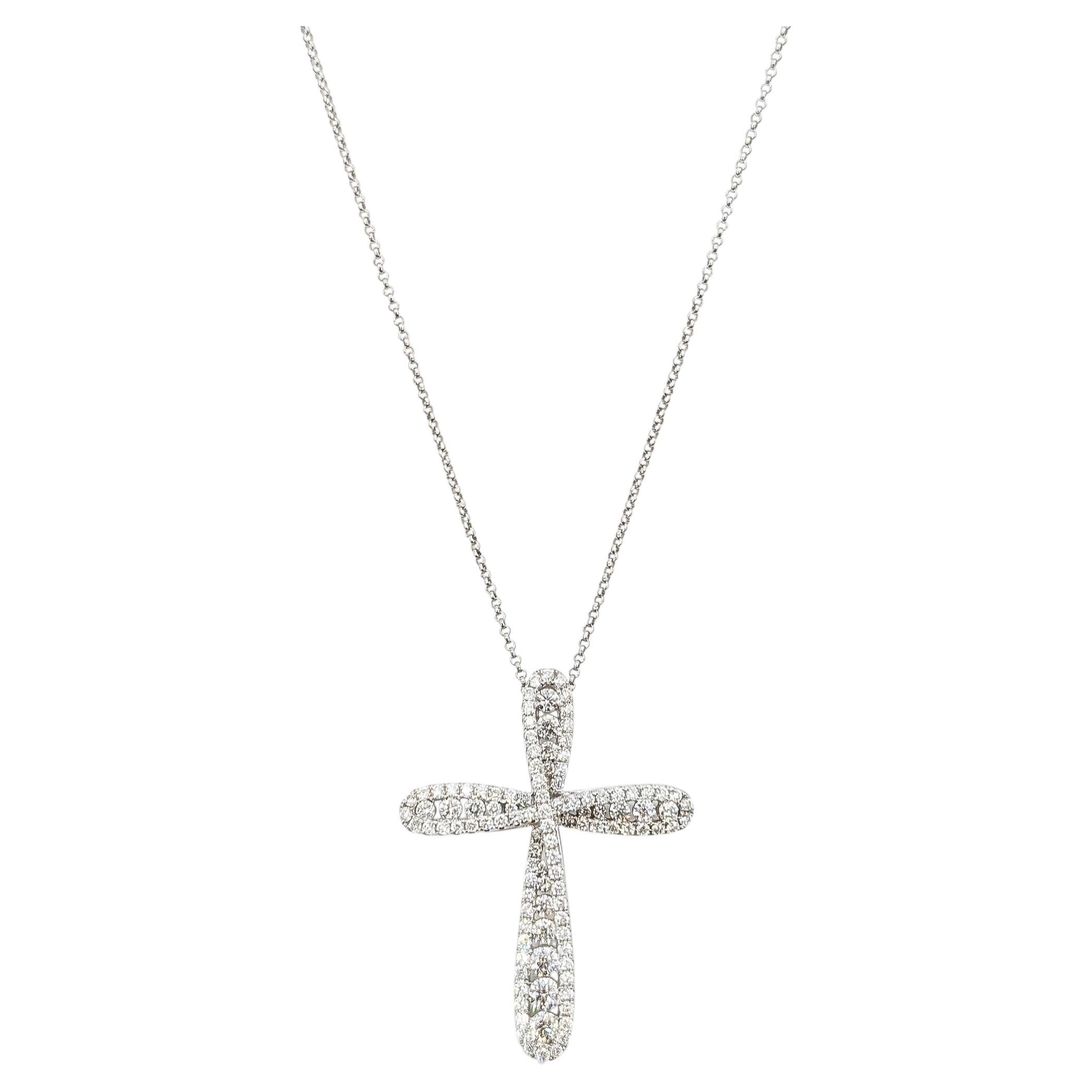 Colgante Cruz de Diamantes en Oro Blanco de 14k