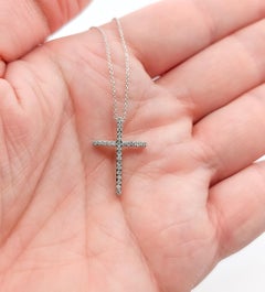 Diamond Cross Pendant Necklace in 18k White Gold