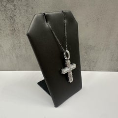 Diamond Cross Pendant Necklace in White Gold – 0.24ctw, 18in, New