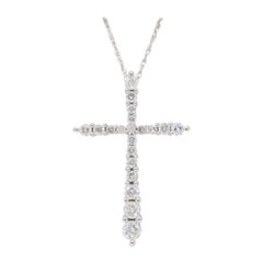 Diamond Cross Pendant Necklace in White Gold