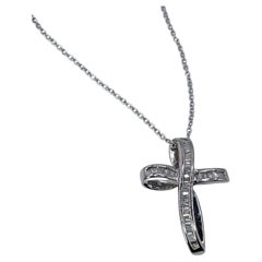 Diamond Cross Pendant Necklace Large Cross Necklace Religious Pendant 14kt Gold