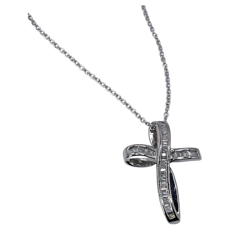 Diamond Cross Pendant Necklace Large Cross Necklace Religious Pendant 14kt Gold For Sale at 1stDibs