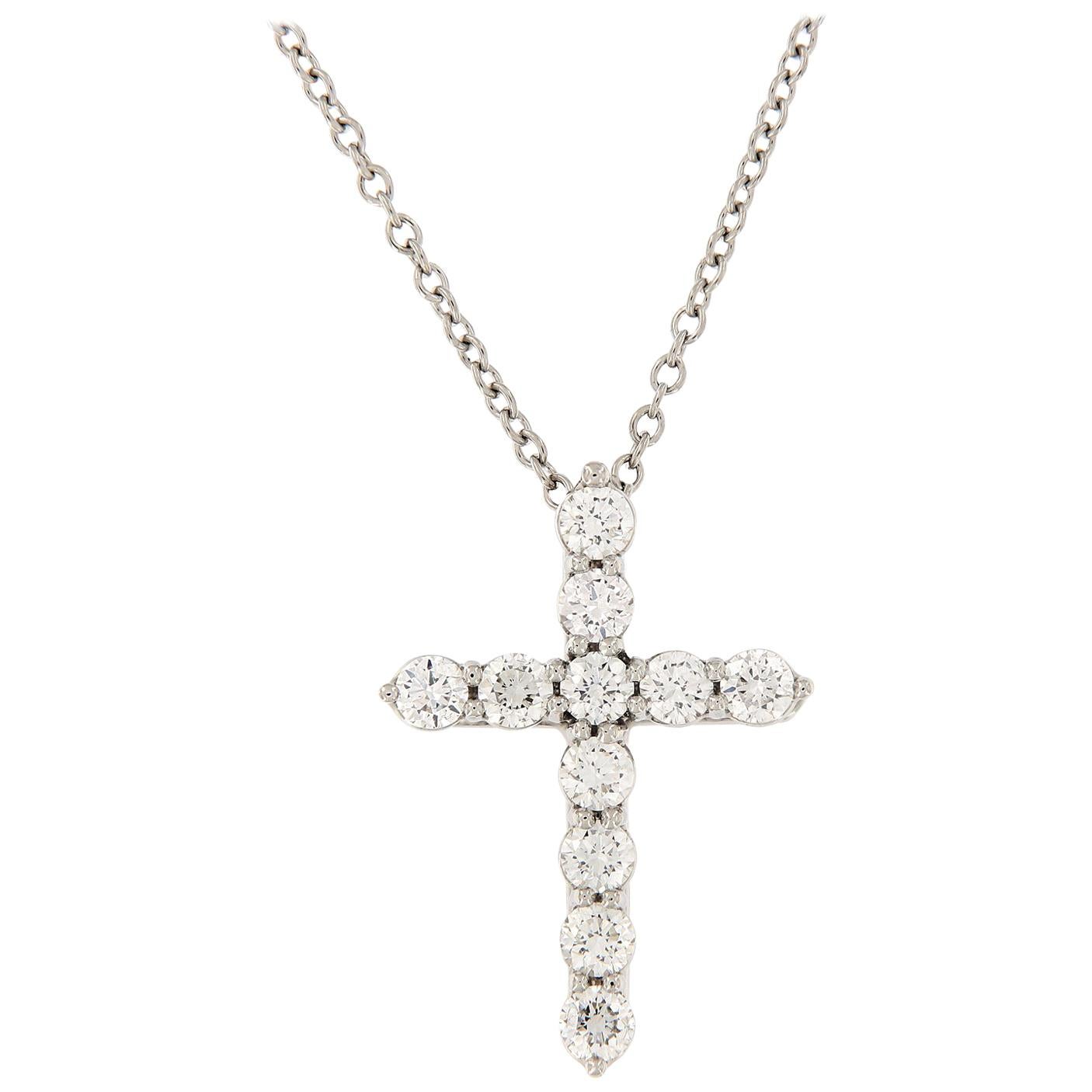 Diamond Cross Pendant Platinum Necklace