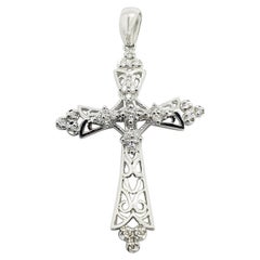 Diamond Cross Pendant Set in 18 Karat White Gold Settings