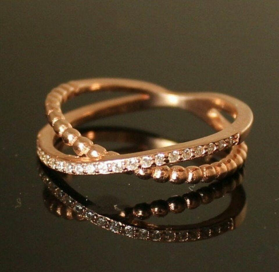 Art Deco Diamond Cross Ring 14k Solid Gold Infinity Band Wedding Anniversary Diamond Ring For Sale