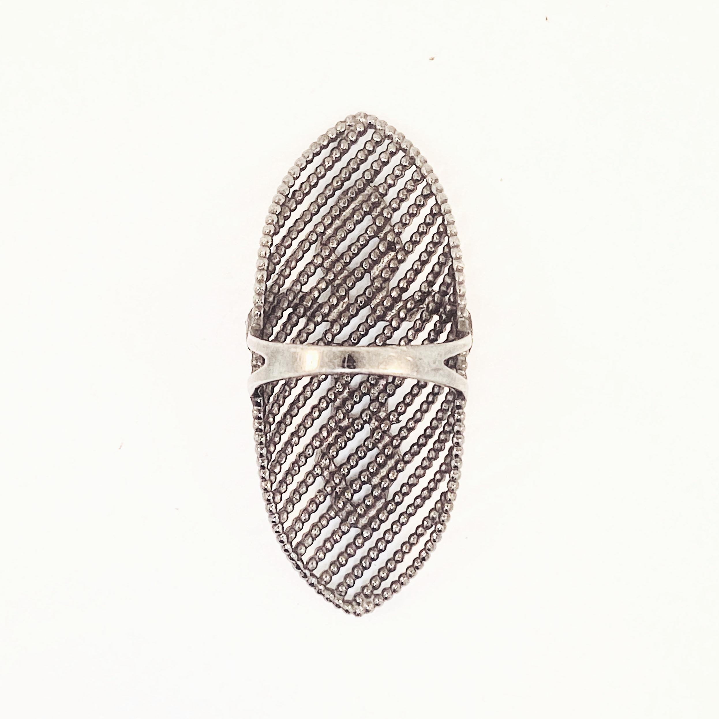 Diamond Cross Ring, Edwardian Style Sterling Silver Black Oxidized Diamond Ring In New Condition For Sale In Austin, TX