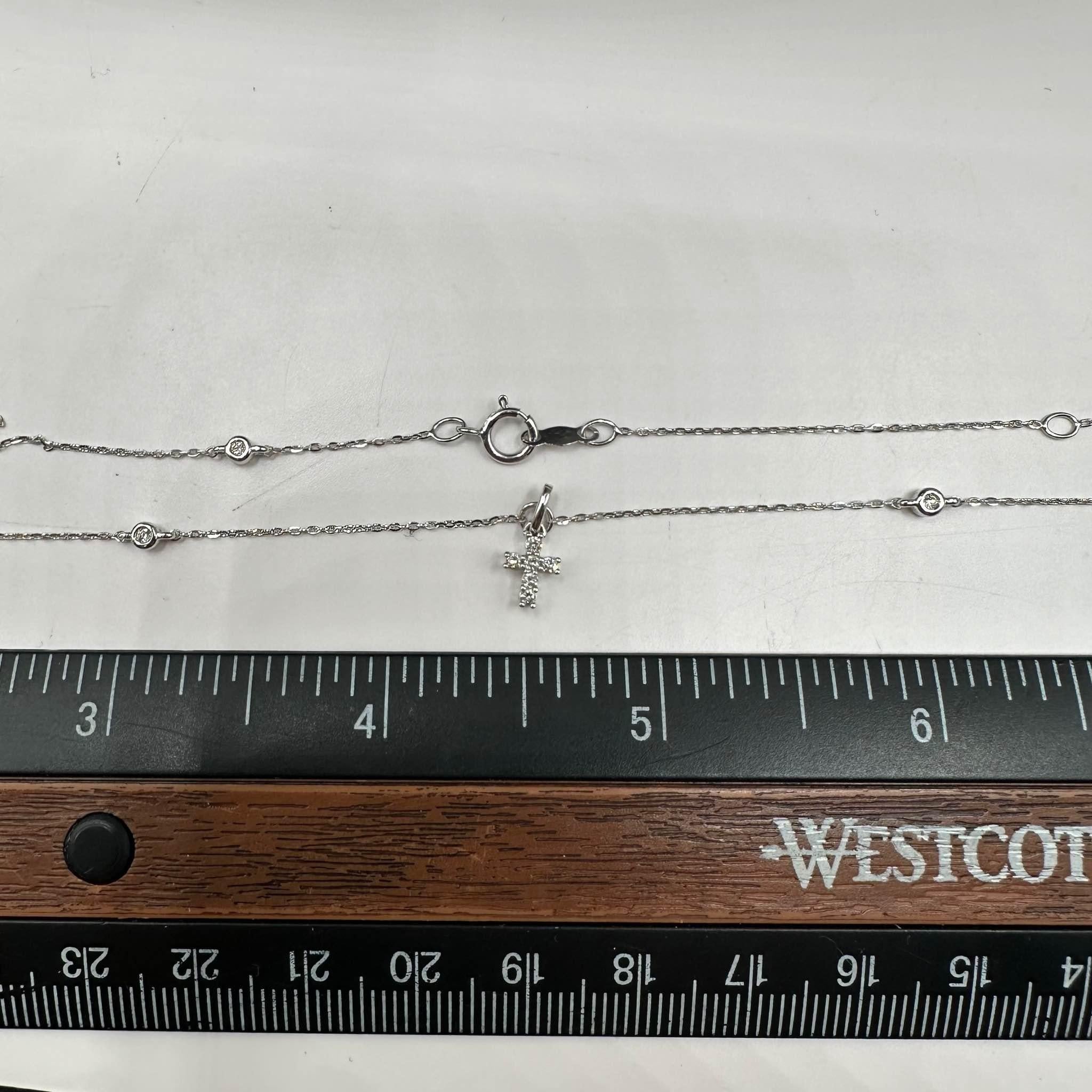 Diamond Cross Station Necklace in 10kt White Gold - 0.34ctw GH SI Diamonds, 18