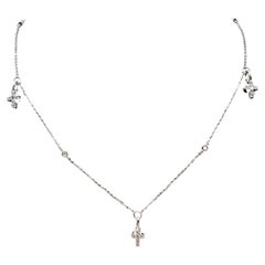 Diamond Cross Station Necklace in 10kt White Gold - 0.34ctw GH SI Diamonds, 18"