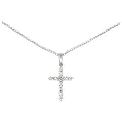 Diamond Cross White Gold Pendant Necklace