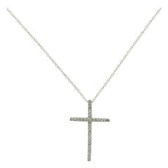 Diamant-Kreuz-Halskette mit Weißgold-Anhänger