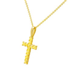 Diamond Cross with Fancy Yellow Asscher Cut Diamonds