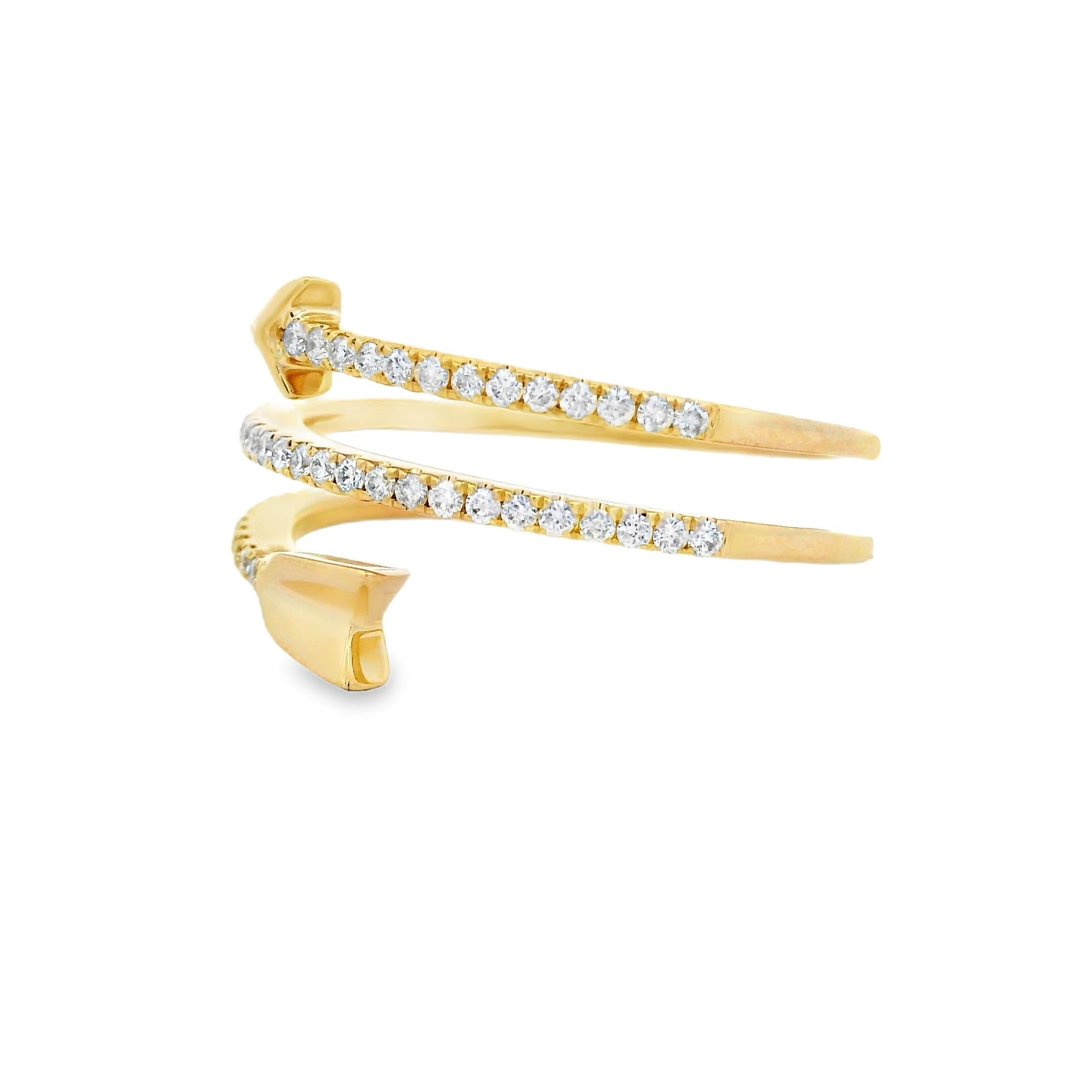 Diamant Crossover Band in 14K Gelbgold mit 0,27 Karat Größe 7 (Zeitgenössisch) im Angebot