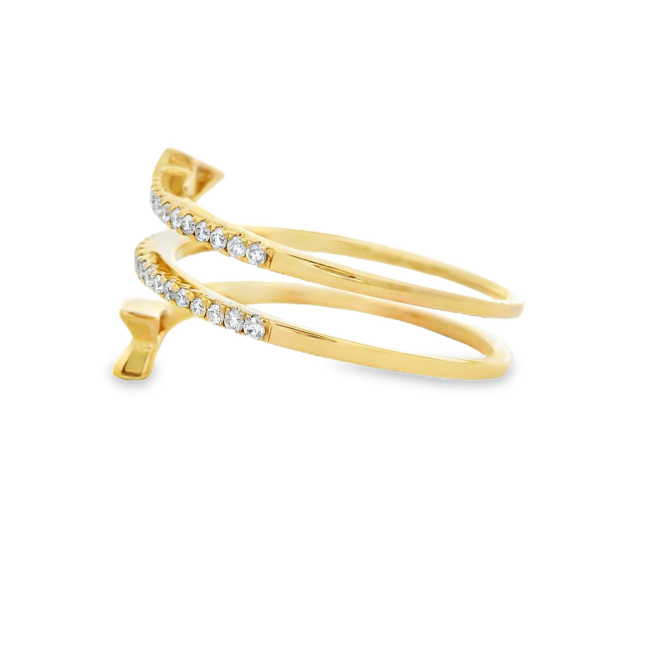 Diamant Crossover Band in 14K Gelbgold mit 0,27 Karat Größe 7 (Rundschliff) im Angebot