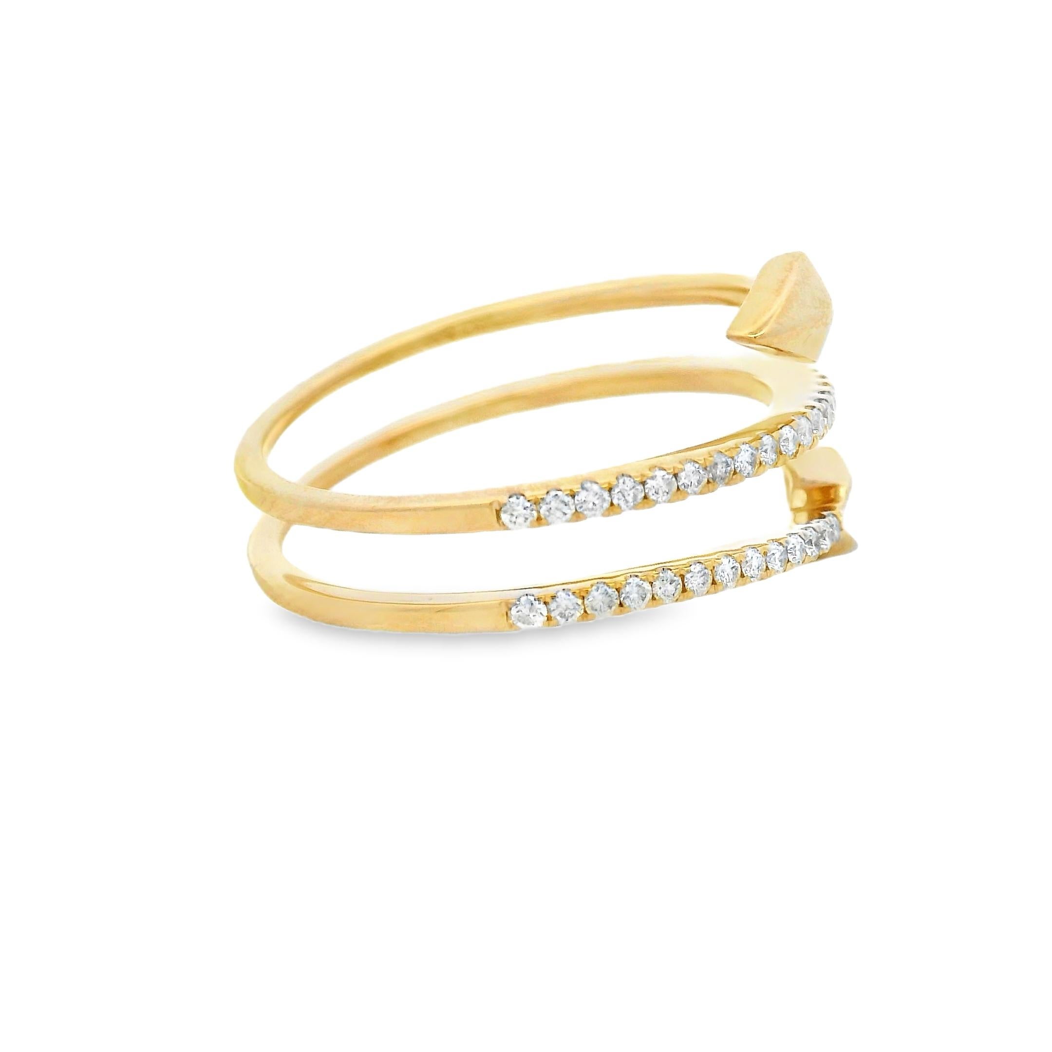 Diamant Crossover Band in 14K Gelbgold mit 0,27 Karat Größe 7 im Angebot 2