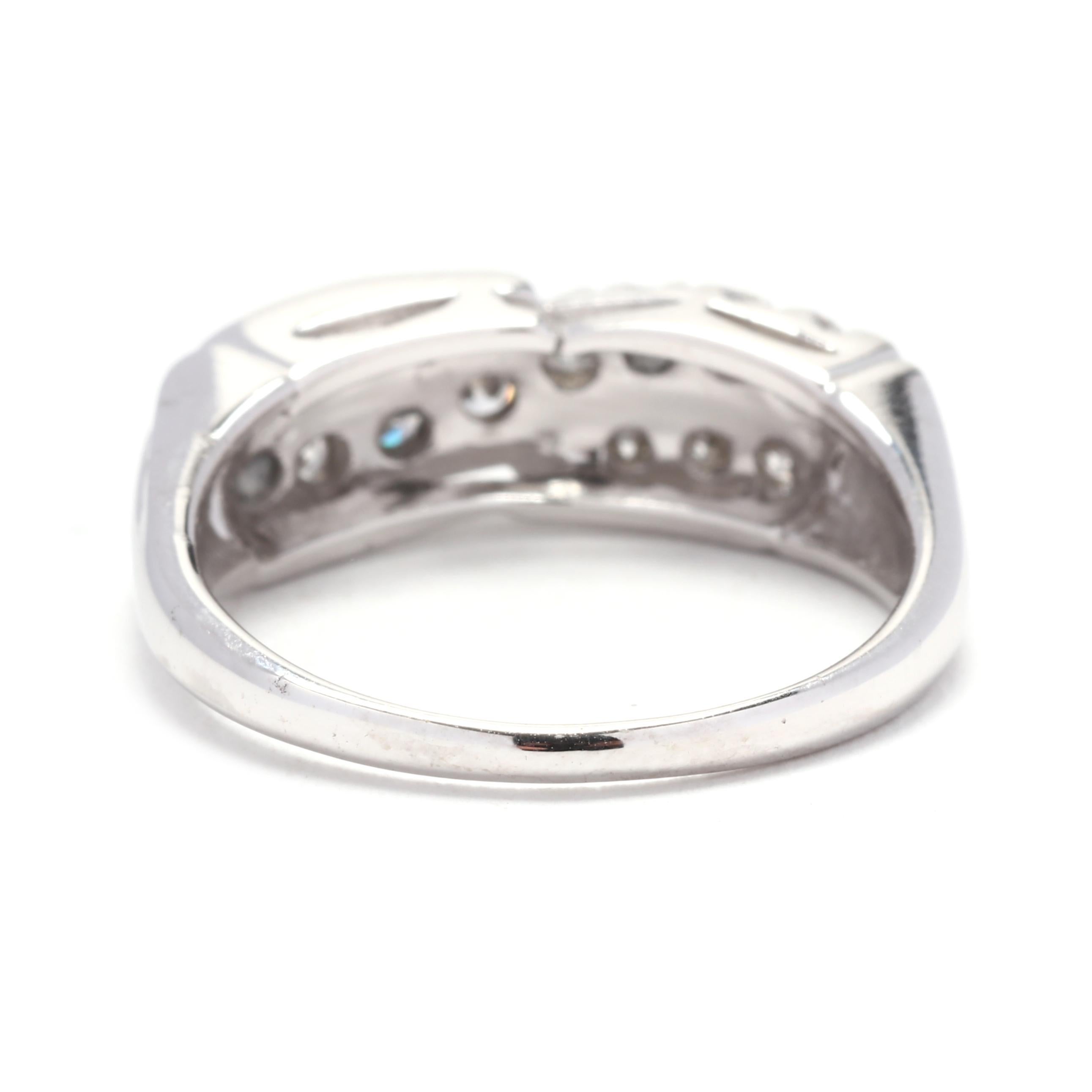 Diamant-Crossover-Ring, 14K Weißgold, Ring Größe 5,75, Vintage Diamant (Einfacher Schliff) im Angebot