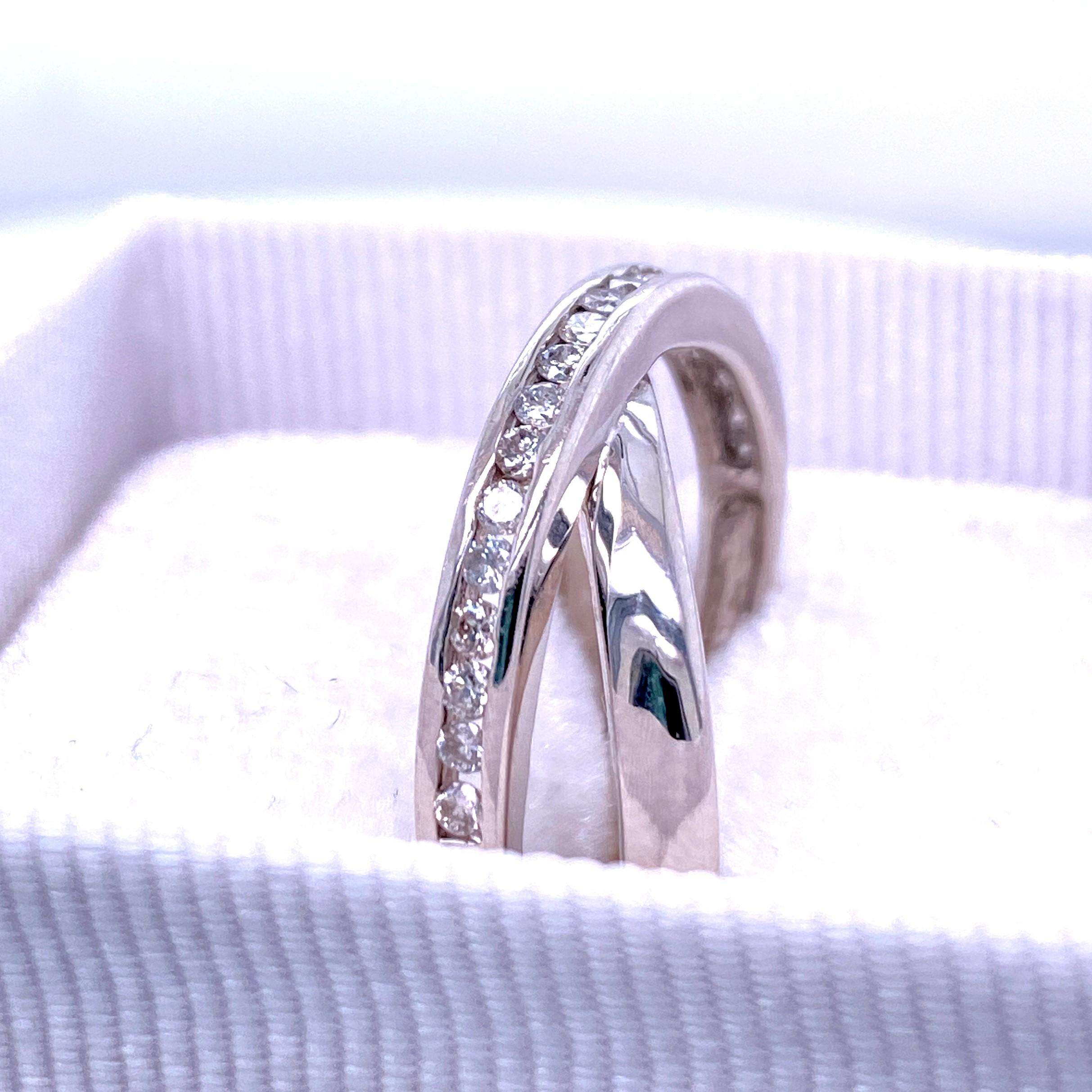 Contemporary Diamond Crossover Ring